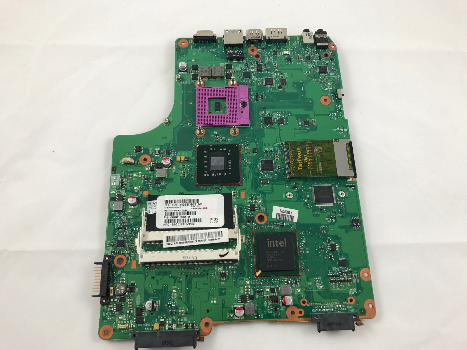TOSHIBA Satellite A505-S6980 INTEL Laptop Motherboard 1310A22502 - Click Image to Close